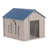 Deluxe Indoor & Outdoor Dog House for Medium/Large Breeds, Tan/Blue