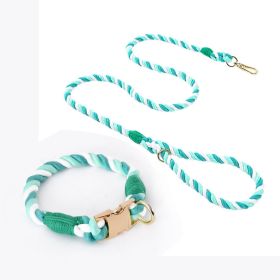 coWeaving Gradient Colored Cotton Rope Pet Collar (Option: Green White-S)