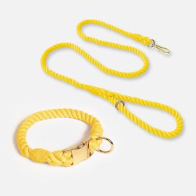 coWeaving Gradient Colored Cotton Rope Pet Collar (Option: Lemon yellow-XL)