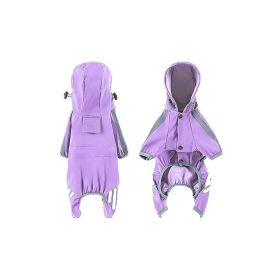 Big Dog Raincoat Cape-style Reflective Stripe Pet (Option: Purple-S)