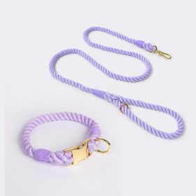 coWeaving Gradient Colored Cotton Rope Pet Collar (Option: Purple-XL)