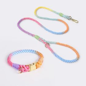 coWeaving Gradient Colored Cotton Rope Pet Collar (Option: Macarone-S)