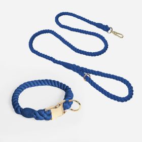 coWeaving Gradient Colored Cotton Rope Pet Collar (Option: Navy Blue-XL)