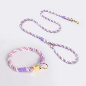 coWeaving Gradient Colored Cotton Rope Pet Collar (Option: Purple white-M)