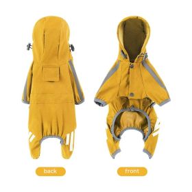 Big Dog Raincoat Cape-style Reflective Stripe Pet (Option: Yellow-M)