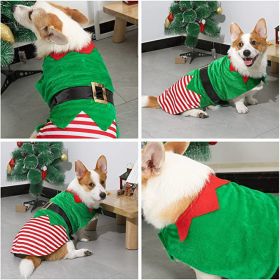 Christmas Dog Clothes Green Elf Pet Clothes (Option: Green With Light-XXL)