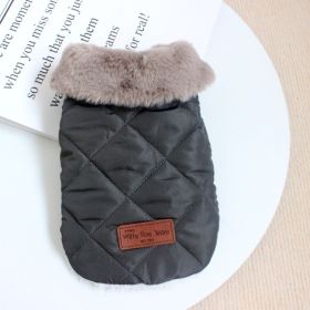 Dog Clothes Autumn And Winter Clothing Thickened Warm Cotton Coat (Option: Dark Gray-M)