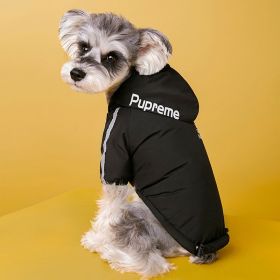 Winter Dog Clothing Plus Velvet Thick Jacket (Option: Black-M)