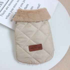 Dog Clothes Autumn And Winter Clothing Thickened Warm Cotton Coat (Option: Beige-S)