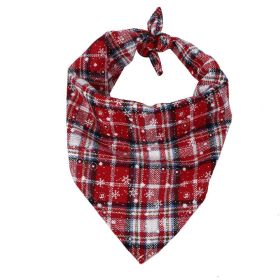 Pet Christmas Party Dress Up Dog Triangular Binder (Option: Snowflake White Red Plaid)