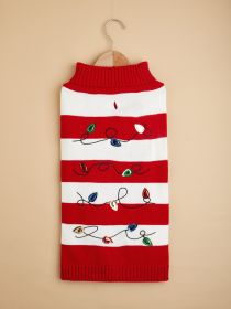 Pet Striped Christmas Lantern Turtleneck Sweater (Option: Red And White-S)