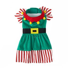 Pet Christmas Clothes Cute Warm Dog Skirt (Option: Green-L)