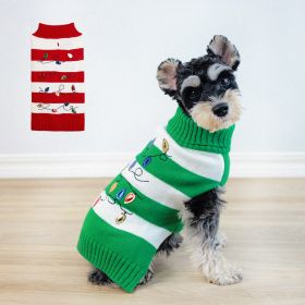 Pet Striped Christmas Lantern Turtleneck Sweater (Option: Green And White-S)