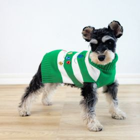 Pet Striped Christmas Lantern Turtleneck Sweater (Option: Green And White-XS)