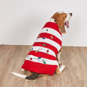 Pet Striped Christmas Lantern Turtleneck Sweater (Option: Red And White-M)