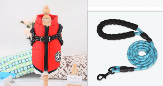 Waterproof Dog Clothes Winter Dog Coat With Harness Warm Pet Clothing Big Dog Jacket Chihuahua Labrador Coat Costume (Option: Red-L)