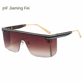 one-piece rimmed sunglasse personality letters Cross border sunglasses Manufacturer direct sales glasses (colour: C8 tortoiseshell frame tea slice)