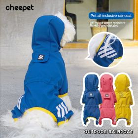 Small dog raincoat; body full surrounding; waterproof poncho pet clothes; with tow holes in the back (colour: Lake blue)