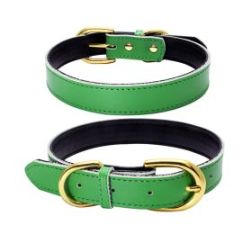 Genuine Leather Dog Collar; Wide Dog Collar; Soft Padded Breathable Adjustable Tactical Waterproof Pet Collar (colour: green)