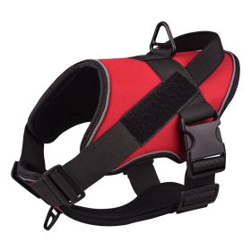 Dog Harness; large dog training tactical chest strap; K9 pet chest strap; vest type reflective dog rope; explosion-proof impulse traction (colour: red)