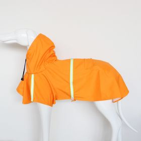 large and small dog raincoat cloak type reflective strip pet raincoat windproof rainproof dog hooded raincoat (colour: orange)