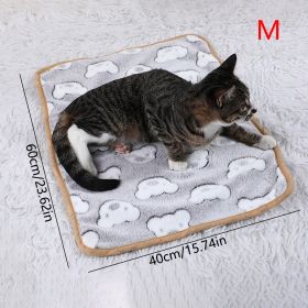 Warming Pet Pad Cartoon Paw Print Cat Warm Bed Plush Sleeping Pad For Small Puppy Dogs Kitten (size: M)