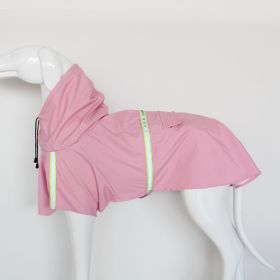 large and small dog raincoat cloak type reflective strip pet raincoat windproof rainproof dog hooded raincoat (colour: pink)