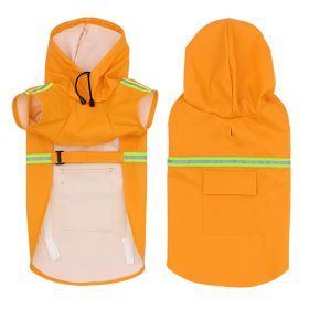 Pet raincoat for large and small dog; PU waterproof big dog raincoat; outdoor reflective dog raincoat (colour: orange)