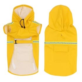 Pet raincoat for large and small dog; PU waterproof big dog raincoat; outdoor reflective dog raincoat (colour: Yellow)