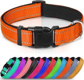 Reflective Dog Collar; Soft Neoprene Padded Breathable Nylon Pet Collar Adjustable for Medium Dogs (Color: Orange)