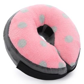 Soft Dog Cone Collar for After Surgery - Inflatable Dog Neck Donut Collar - Elizabethan Collar for Dogs Recovery (colour: CQLQ07-Pink Grey dot)