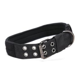 Super strong large dog collar with D-Ring & Buckle Collars Medium sized dog Golden haired horse dog Fierce dog collar (colour: black)