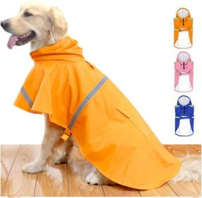 Dog Raincoats for Large Dogs with Reflective Strip Hoodie; Rain Poncho Jacket for Dogs (Color: B2-Orange)