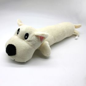 Pet dog gnaws and makes sounds toy dog plush toy; clean teeth toy dog toy cat toy (colour: White dog)