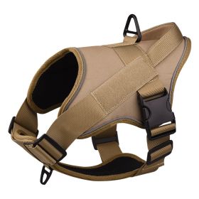 Dog Harness; large dog training tactical chest strap; K9 pet chest strap; vest type reflective dog rope; explosion-proof impulse traction (colour: Yellow)