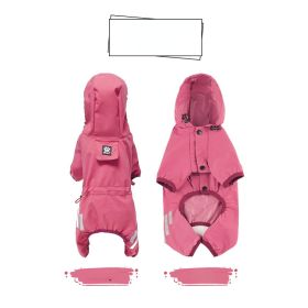 Small dog raincoat; body full surrounding; waterproof poncho pet clothes; with tow holes in the back (colour: Rose red)