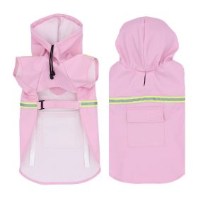 Pet raincoat for large and small dog; PU waterproof big dog raincoat; outdoor reflective dog raincoat (colour: pink)