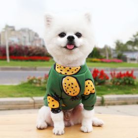 Small Dog Hoodie Coat Winter Warm Pet Clothes for Bulldog Chihuahua Shih Tzu Sweatshirt Puppy Cat Pullover Dogs; Chrismas pet clothes (Color: Green Pineapple)