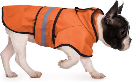 Reflective Dog Raincoat Hooded Slicker Poncho for Small to X-Large Dogs and Puppies; Waterproof Dog Clothing (Color: Safety Orange)