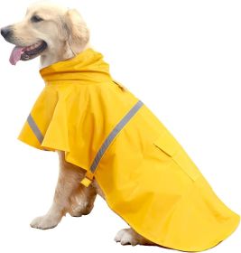 Dog Raincoats for Large Dogs with Reflective Strip Hoodie; Rain Poncho Jacket for Dogs (Color: A1-Yellow)