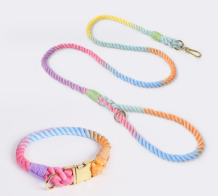 coWeaving Gradient Colored Cotton Rope Pet Collar (Option: Makaron-XL)