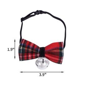 Pet Christmas Party Dress Up Dog Triangular Binder (Option: Red Plaid Bow Tie)