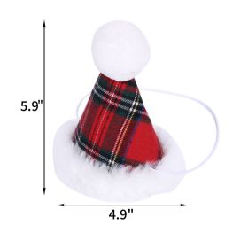 Pet Christmas Party Dress Up Dog Triangular Binder (Option: Red Plaid Christmas Hat)