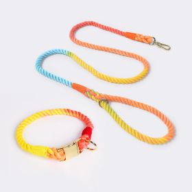 coWeaving Gradient Colored Cotton Rope Pet Collar (Option: Rainbow-L)