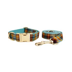 Green Plaid Plain Pet Collar (Option: Dog Collar Dog Leash-M)